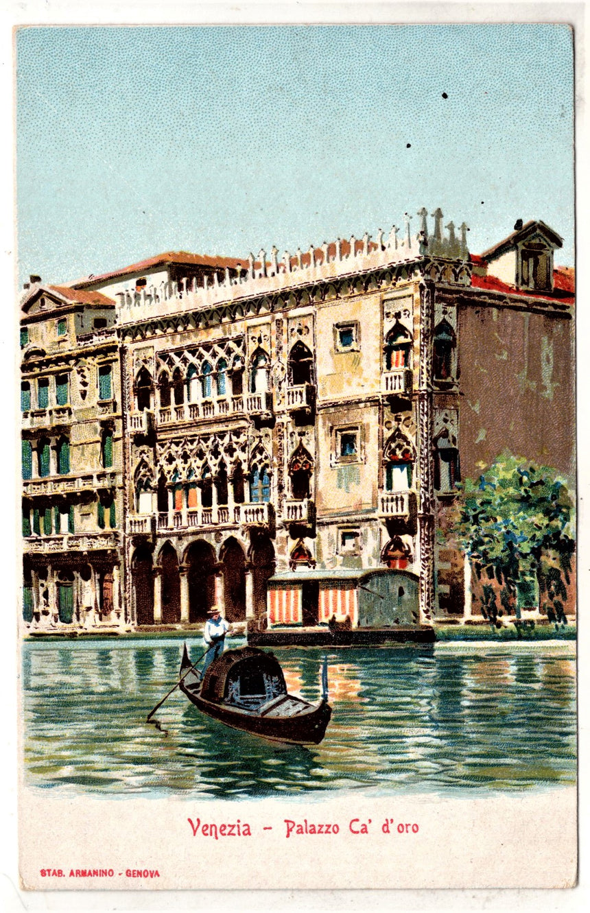 Cartolina antica Venezia palazzo Cà d Oro pubblicità in tedesco