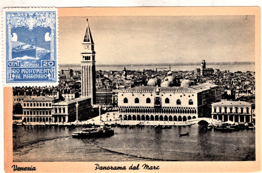 Cartolina antica Venezia panorama dal mare per Torino