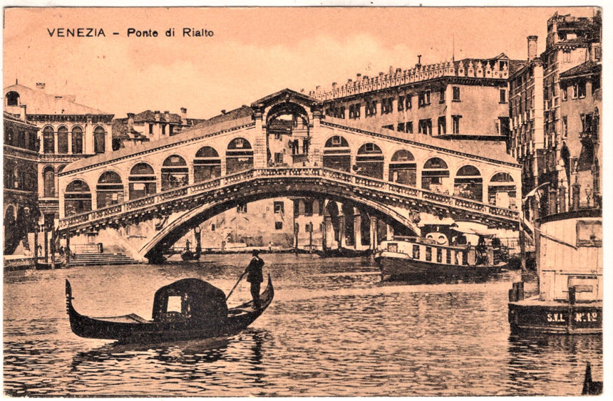 Cartolina antica Venezia ponte Rialto sped a Vols am Schlern Bozen