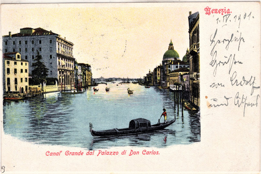 Cartolina antica Venezia Canal Grande dal Don Carlos sped. Klagenfurt Austria