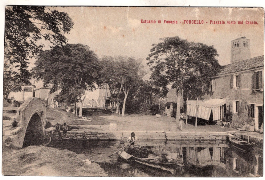 Cartolina antica Venezia Torcello piazzale dal canale