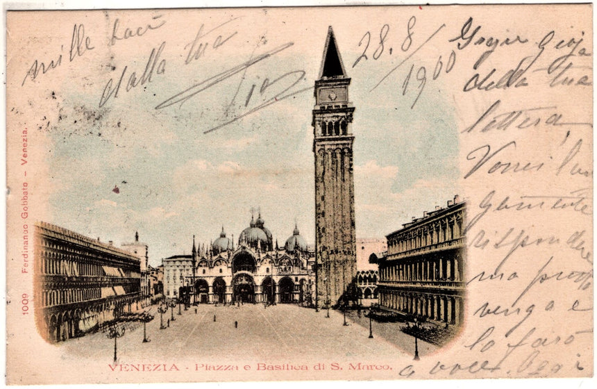 Cartolina antica Venezia piazza S.Marco sped. A Novalline Trentino