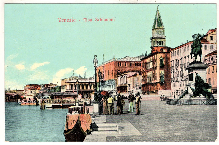 Cartolina antica Venezia Riva degli Schiavoni sped a Vienna