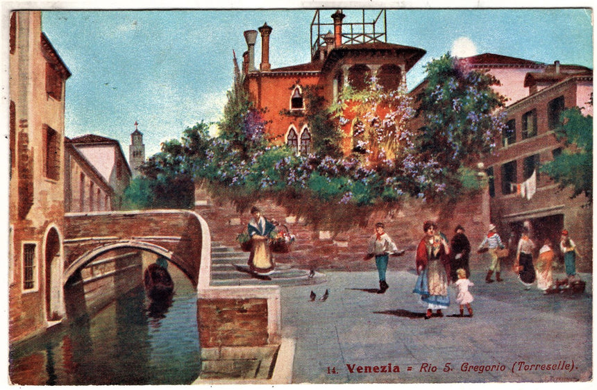 Cartolina antica Venezia Rio San Gregorio Torreselle