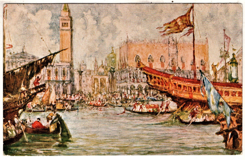 Cartolina antica Venezia Festa dell Ascenzione pittore. B Olivieri