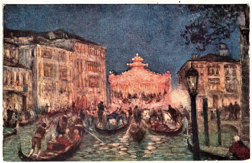 Cartolina antica Venezia la Serenata pittore B.Olivieri