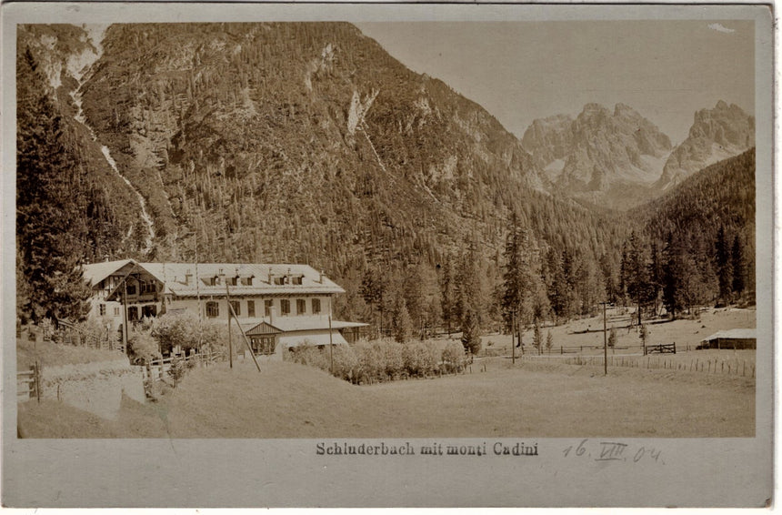 Cartolina antica Cortina Schluderbach mit monti Cadini