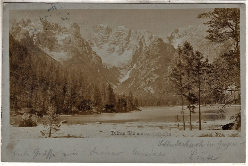 Cartolina antica Cortina Diiren See monte Cristallo