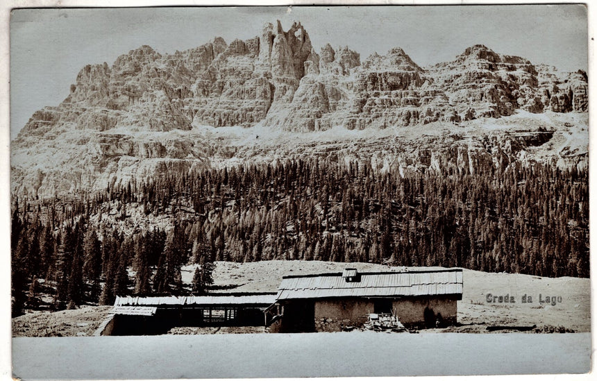 Cartolina antica Cortina baita a Croda da Lago fotografica