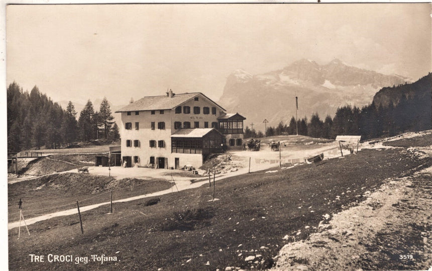 Cartolina antica Cortina cartolina fotografica Hotel tre Croci