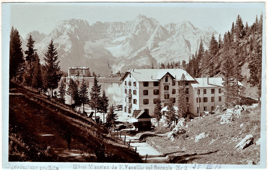 Cartolina antica Cortina Hotel Misurina fotografica