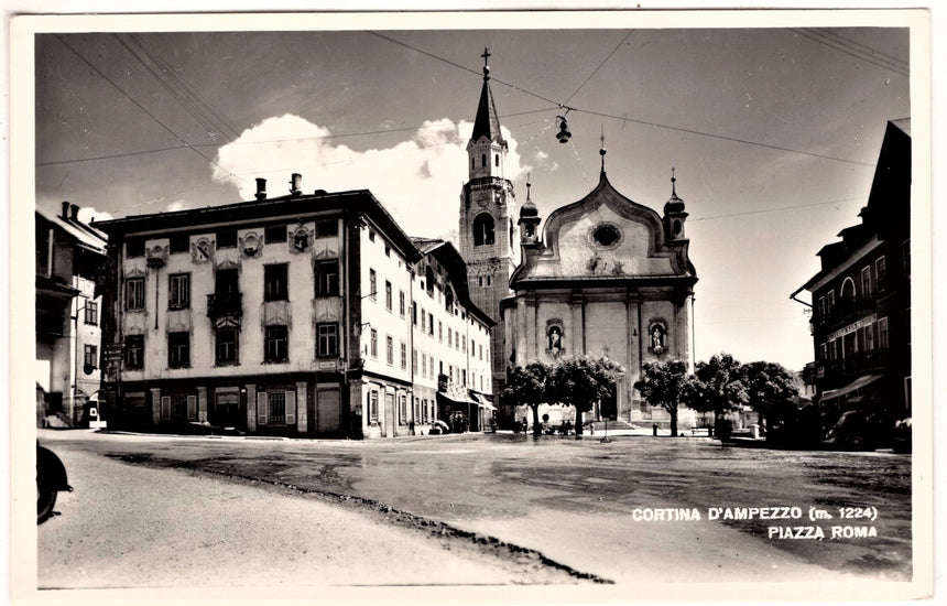 Cartolina antica Cortina piazza Roma