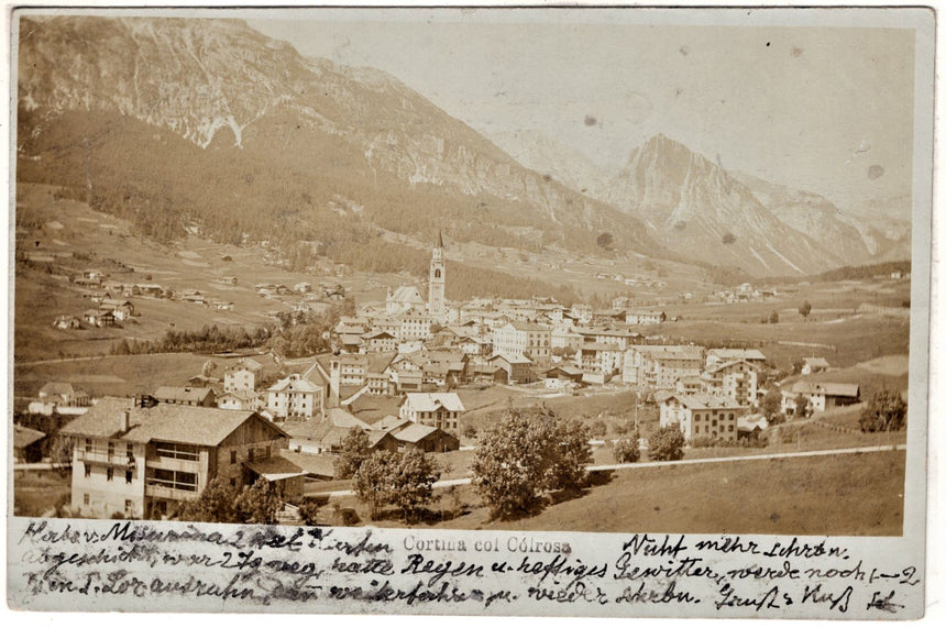 Cartolina antica Cortina col Colrosa panorama fotografica