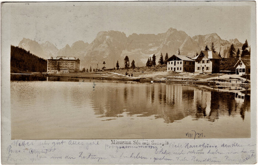 Cartolina antica Cortina Misurina See mit Serapis fotografica