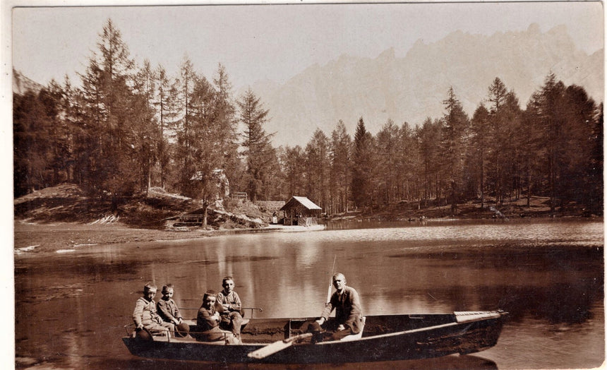 Cartolina antica Cortina lago Ghedina Belluno fotografica