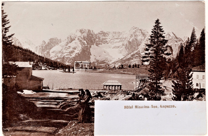 Cartolina antica Cortina Hotel Misurina See Ampezzo fotografica