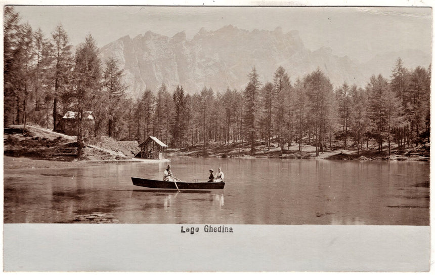 Cartolina antica Cortina lago Ghedina Belluno fotografica