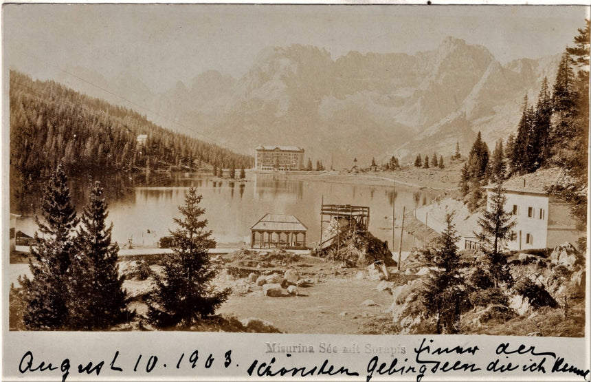 Cartolina antica Cortina Misurina See mit Serapis fotografica