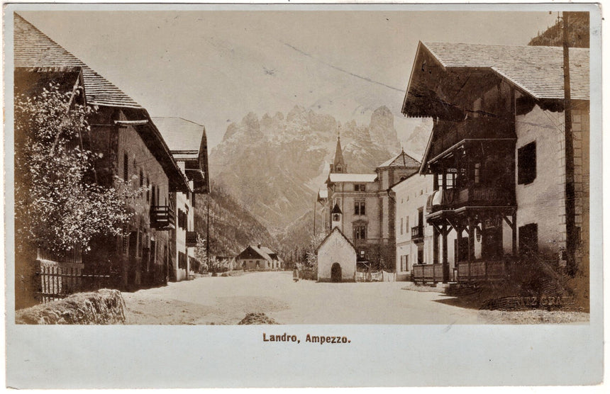 Cartolina antica Cortina Landro Ampezzo fotografica Hotel Baur