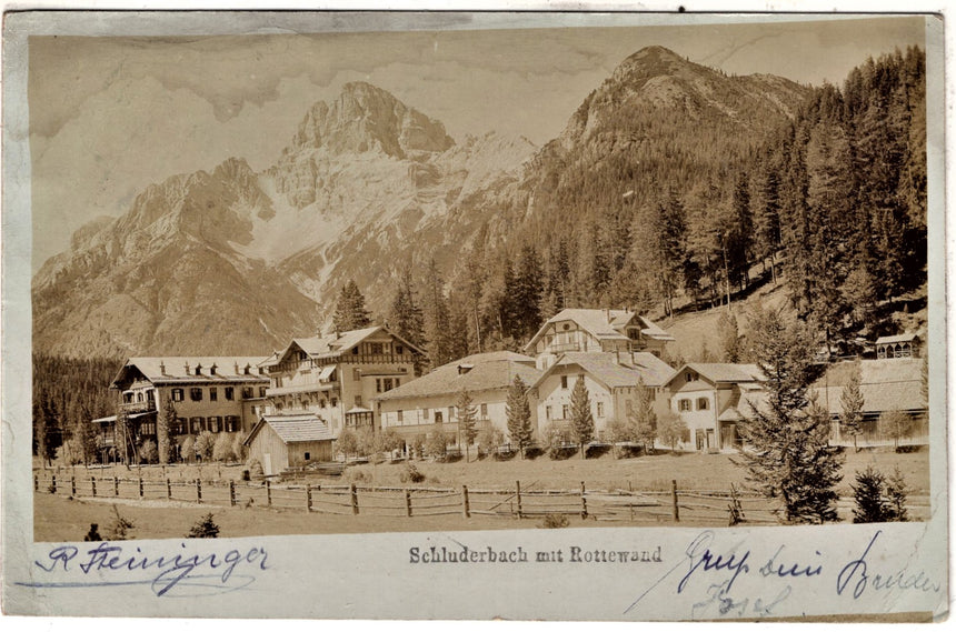 Cartolina antica Cortina Schluderbach mit Rottewald fotografica Tirol