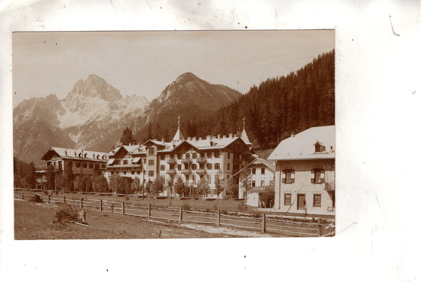 Cartolina antica Cortina Schluderbach panorama fotografica