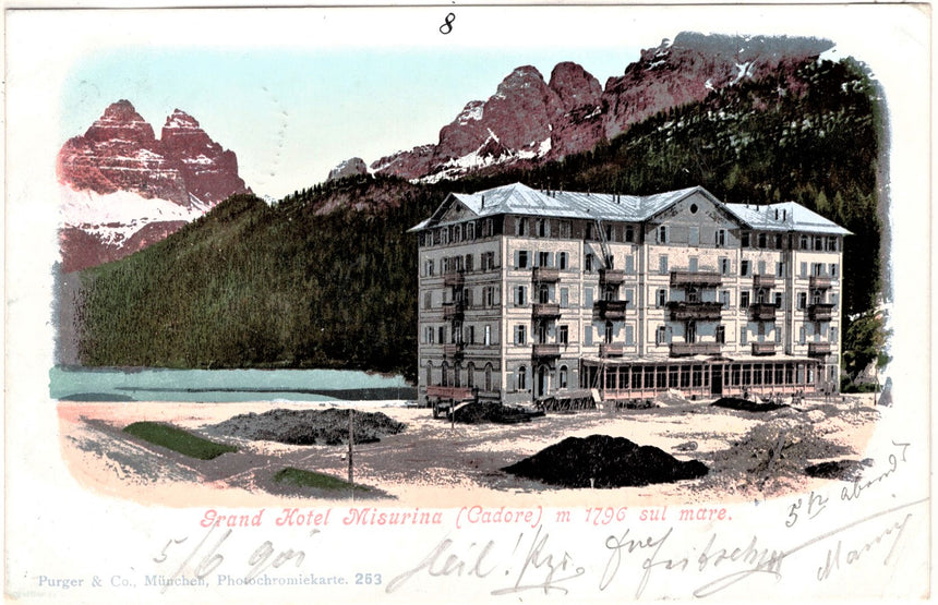 Cartolina antica Cortina Gran Hotel di Misurina