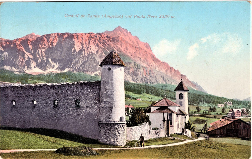Cartolina antica Cortina Castell de Zanna mit punta Nera