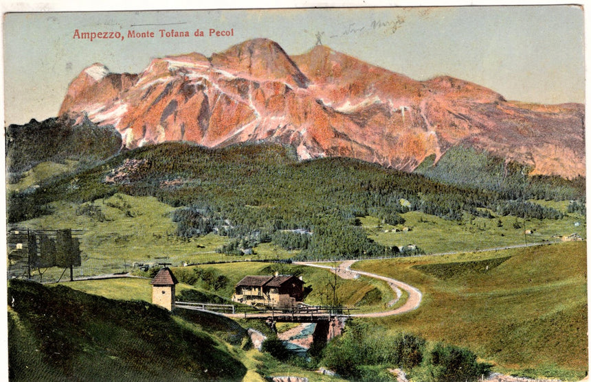 Cartolina antica Cortina Ampezzo monte Tofana da Pecol
