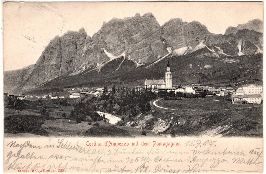 Cartolina antica Cortina d Ampezzo mit dem Pomagagnon