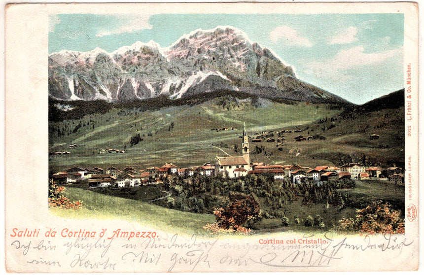 Cartolina antica Cortina Saluti da Cortina d Ampezzo