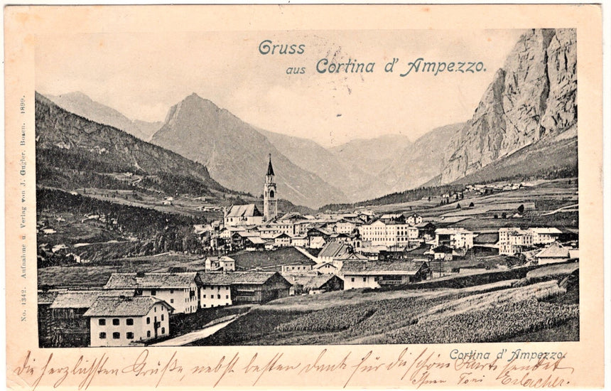 Cartolina antica Gruss aus Cortina d Ampezzo sped. Da Bozen