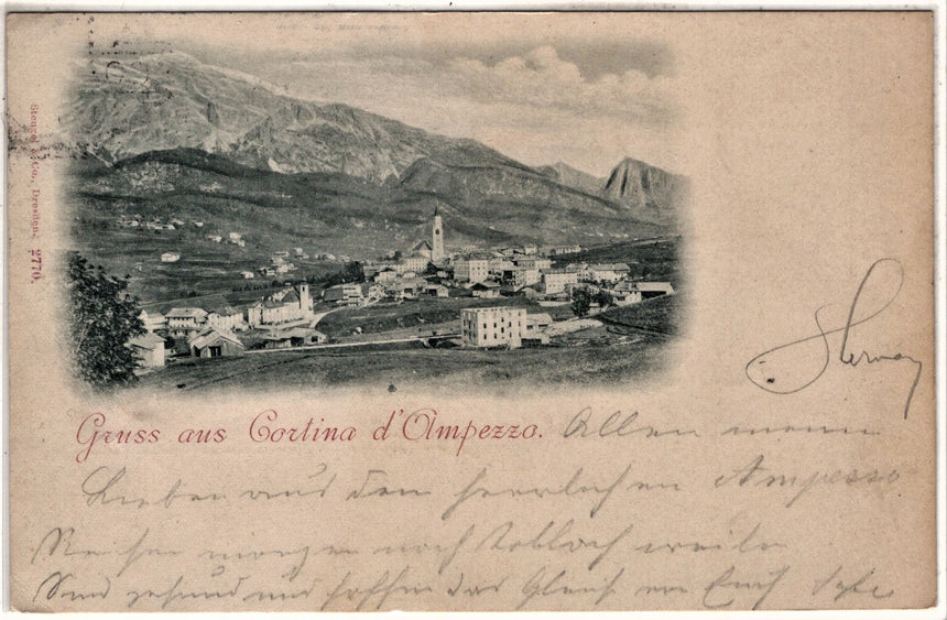 Cartolina antica Cortina Gruss aus Cortina d Ampezzo fine 1800