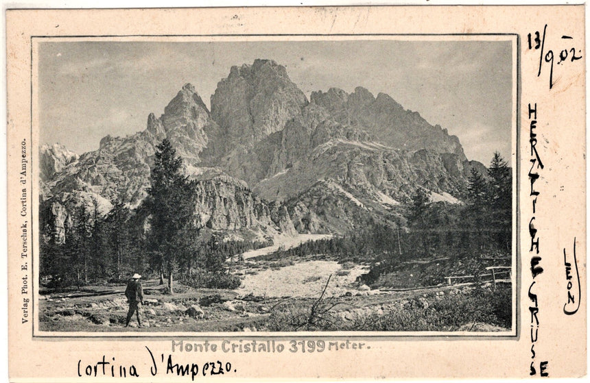 Cartolina antica Cortina Monte Cristallo