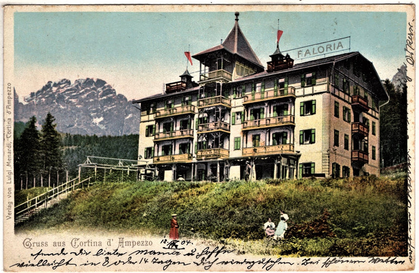 Cartolina antica Cortina Gruss aus Cortina d Ampezzo Hotel Faloria