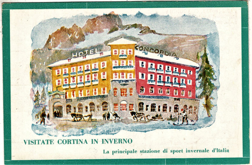 Cartolina antica Cortina Parc Hotel Concordia di M.Apollonio