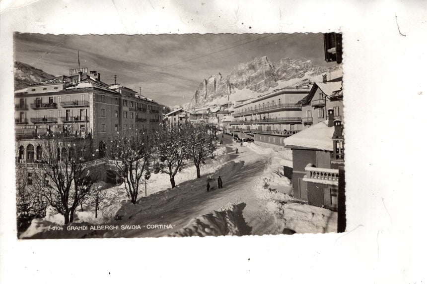 Cartolina antica Cortina grandi alberghi Savoia Cortina