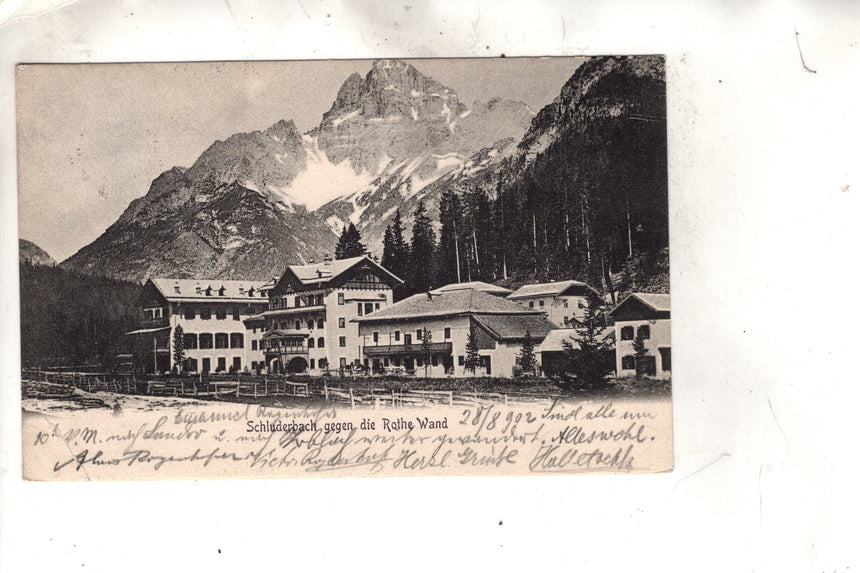 Cartolina antica Cortina Schluderbach gegen die Rothe Wand