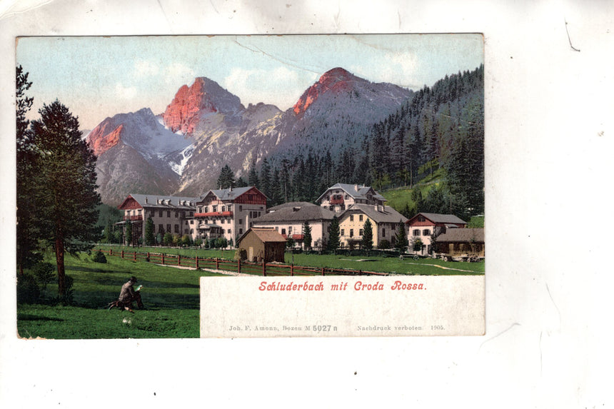 Cartolina antica Cortina Schluderbach mit Croda Rossa