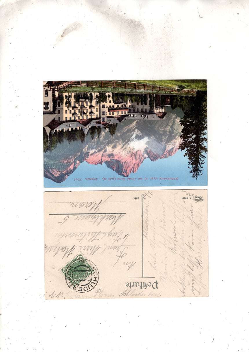 Cartolina antica Cortina Schluderbach mit Croda Rossa