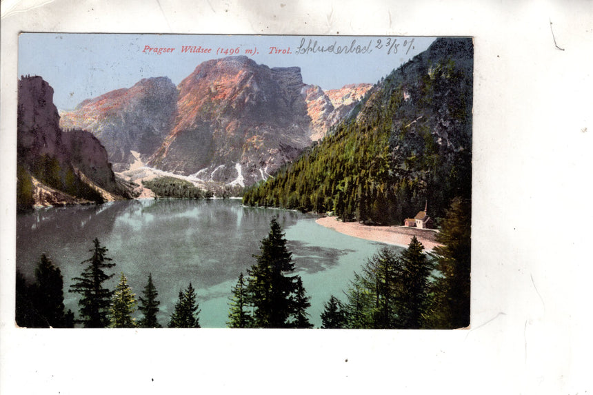 Cartolina antica Cortina Pragser Wildsee Tirolk