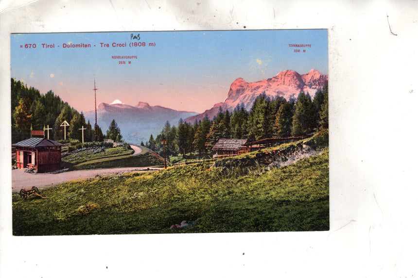 Cartolina antica Dolomiten Tre Croci Nuvolaugruppe Sudtirol