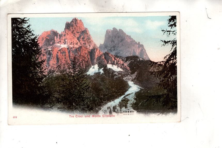 Cartolina antica Cortina Tre Croci und monte Cristallo