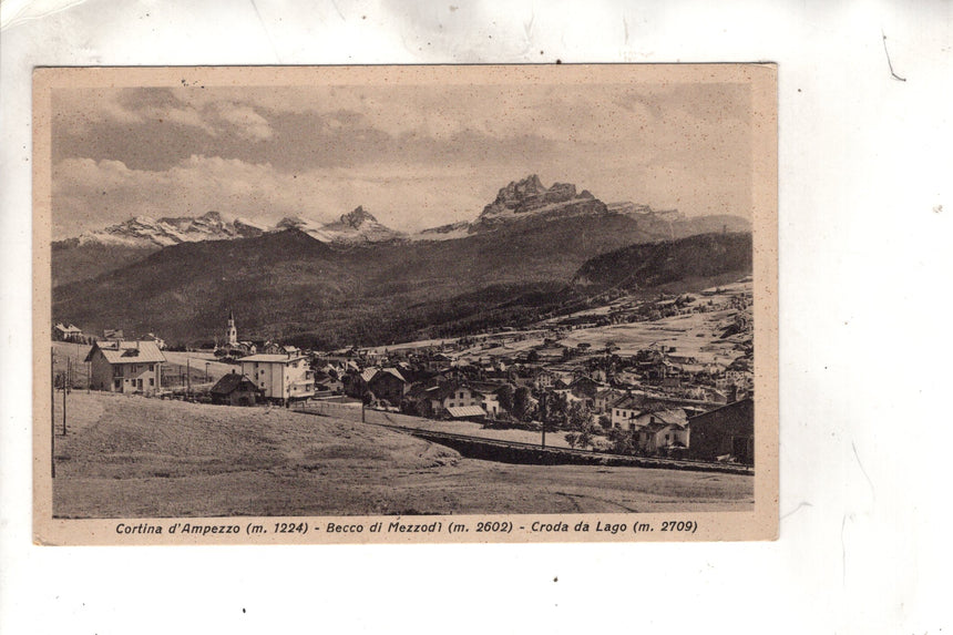 Cartolina antica Cortina Becco di Mezzodi e Croda da Lago