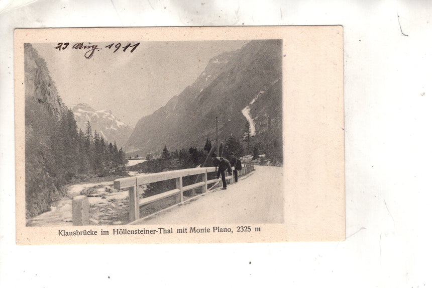Cartolina antica Cortina Klausbrucke im Hollensteiner Thal mit monte Piano