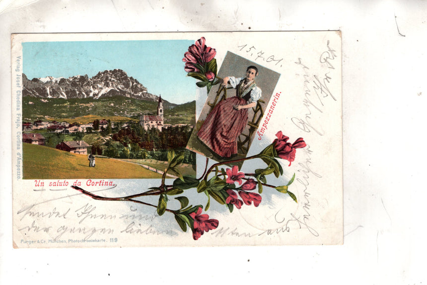 Cartolina antica Cortina un saluto da Cortina
