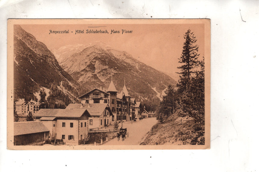 Cartolina antica Cortina Schluderbach Hotel Hans Ploner