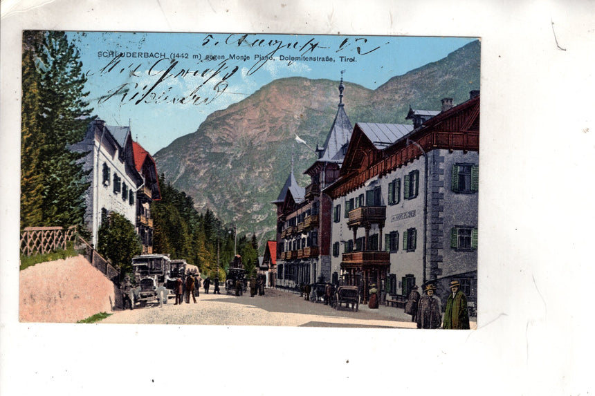 Cartolina antica Cortina Schluderbach hotel Hans Ploner