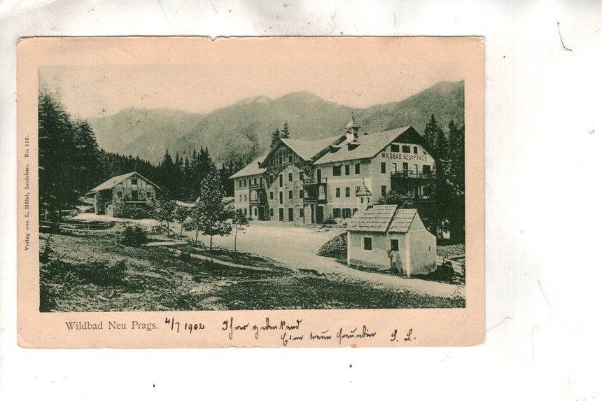 Cartolina antica Cortina Wildbad Neu Prags hotel