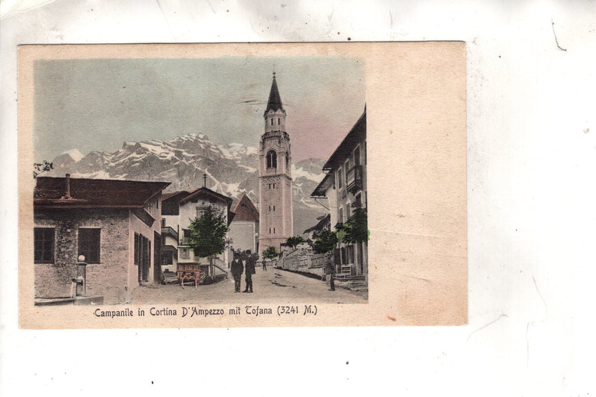Cartolina antica Cortina campanile mit Tofana