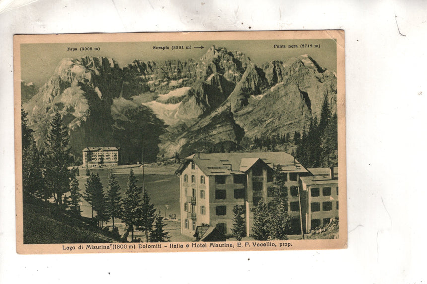 Cartolina antica Cortina Misurina Vecellio hotel Misurina